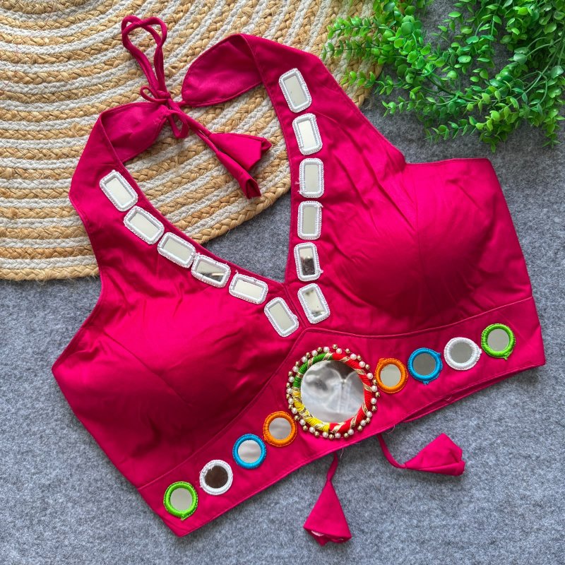 Tew Pure Cotton Real Mirror Work Navratri Blouses